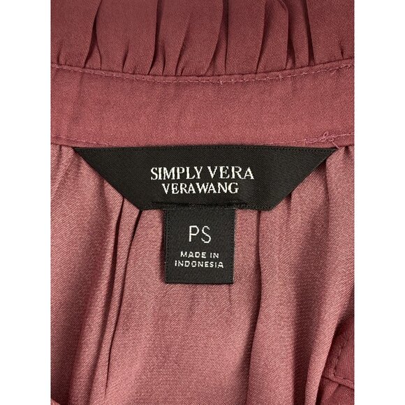Simply Vera Wang Sleeveless Ruffle Collar Blouse In Maroon Size PS - Picture 8 of 9